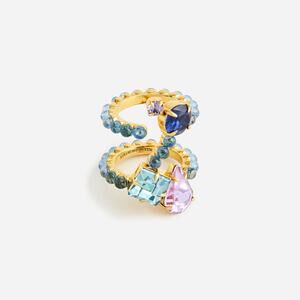 NAILS BY MEI x J CREW Size 6 stacked CZ Crystal Ring Multicolor Gold Plated